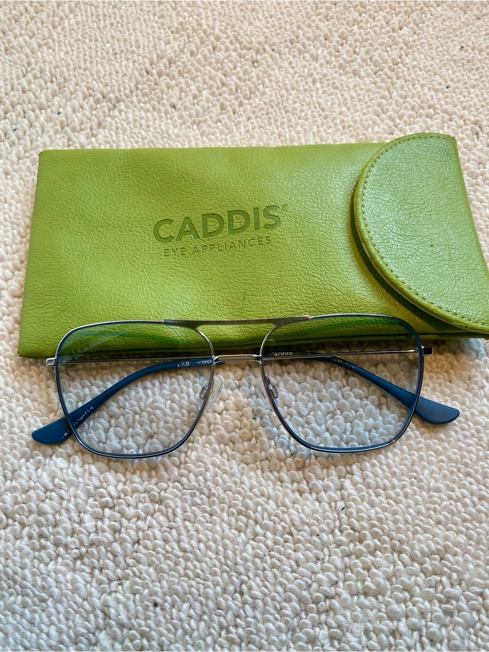 Caddis Hooper blue lens with silver Metal Frame Eyeglasses Readers 1.0